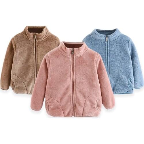 Infant Baby Clothing 2021 Autumn New Solid Color Kids Coat Fashion Boys Plus Fleece Jacket For Girls Thicken Flannel Top Jackets