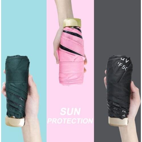Mini Fashion Sunny And Rainy Dual-Purpose Ultra Light Rubber Five Fold Umbrella Girl Anti Ultraviolet Portable Folding Umbrella