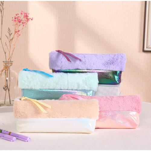 Cute Cat Paw Soft Plush Pencil Case Bag Cute Pencilcase Cosmetics Pouch Pen Holder Stationery Organizer Kawaii Stationery