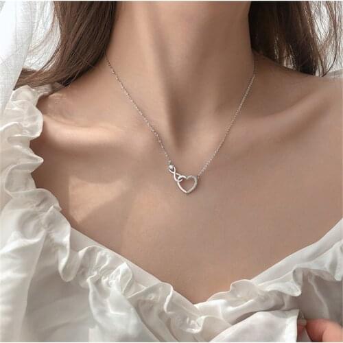 925 Sterling Silver Crystal Cross Heart Shape Charm Necklace Pendant Christmas Jewelry Necklace For Women Wedding choker dz230