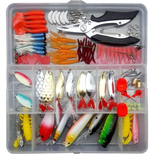 106pcs/set Multiple Lure Fish Bait Fishing Gear Accessories Kit