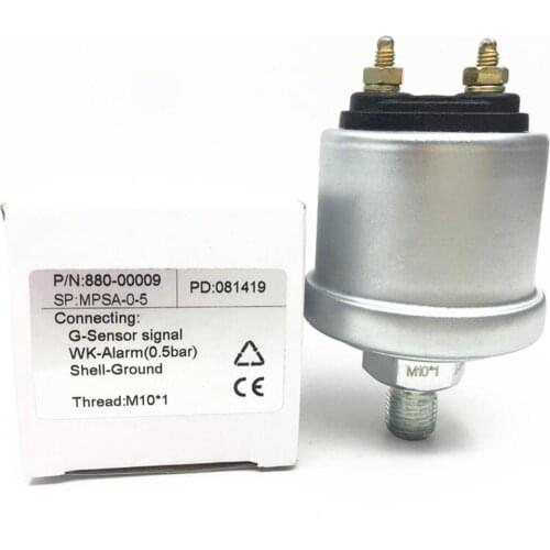 Pack of 1 Mechanical Oil Pressure Sensors M10X1 NPT1/8 Sensor Thread for 0-5 Bar 0-10 Bar Oil Pressure Gauge 0.5Bar 0.8Bar Alarm