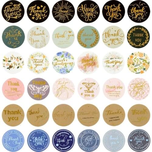42/92Pcs Thank You Stickers Flower Heart Label Candy Bags Box Seal Labels For Wedding Birthday Party Gifts Packing Decor Sticker