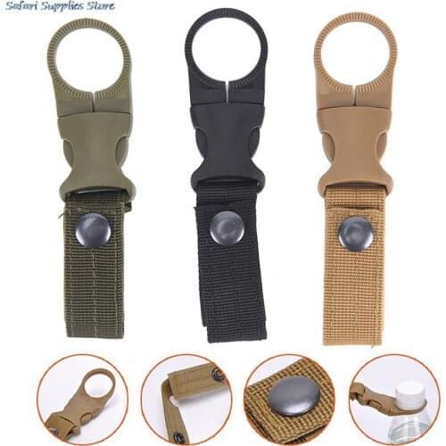 Outdoor military Nylon Webbing Buckle Hook Water Bottle Holder Clip EDC Climb Carabiner Belt Backpack Hanger Camp Color Random