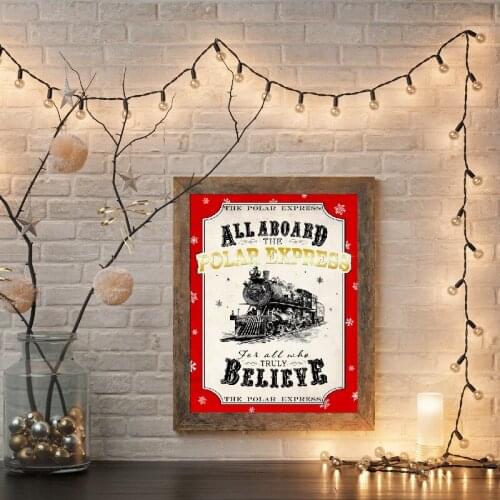 Wall Artwork Poster Pictures Polar Express Christmas Sign Canvas Paintings Prints Home Decoration For Living Room Modular Frame