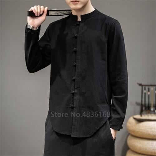 2020 Casual Oriental Men New Wingchun Kung Fu Tai Chi Linen Shirt Chinese Style Traditional Top Vintage Plus Size Coat Tang Suit