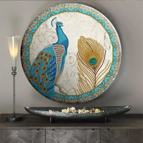 New Arrival Peacock 5D Diamond Painting Metal Tin Diamond Embroidery Christmas Signboard Mosaic Cafe Pub Bar Wall Decoration