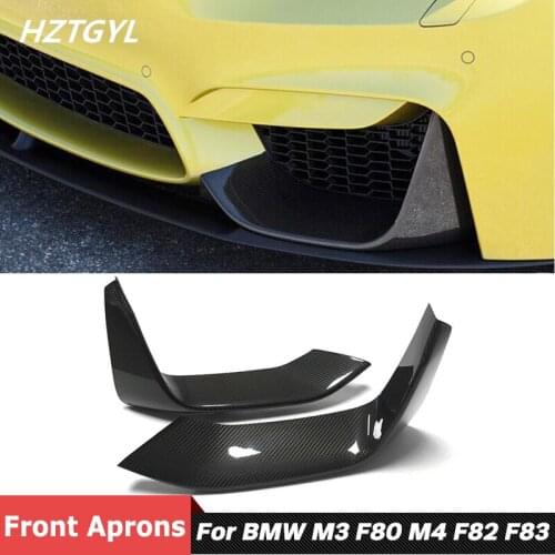 2 PCS Carbon Fiber Material Front Bumper Spoiler Aprons For BMW M3 F80 M4 F82 F83 2014 Up