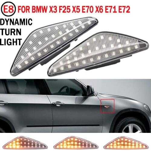 2Pcs Sequential Dynamic Flowing LED Side Marker Light Turn Signal Light Blinker For BMW E70 X5 F25 X3 E71 X6 2008-2014