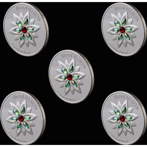 Silver Limited Edition Diamond-set Eternal Moments Rose Commemorative Coin Love Confession Propose Marriage Memorial Gift Coins