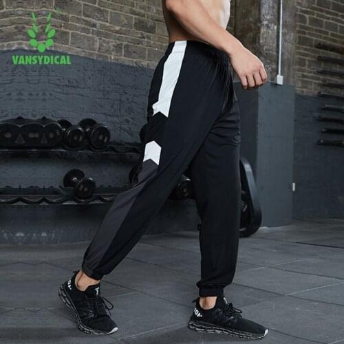 VANSYDICAL Winter Jogging Gym Pant Men Nylon Color Patchwork Sports Running Pant Trainning Fitness Workout Long Trouser Casual