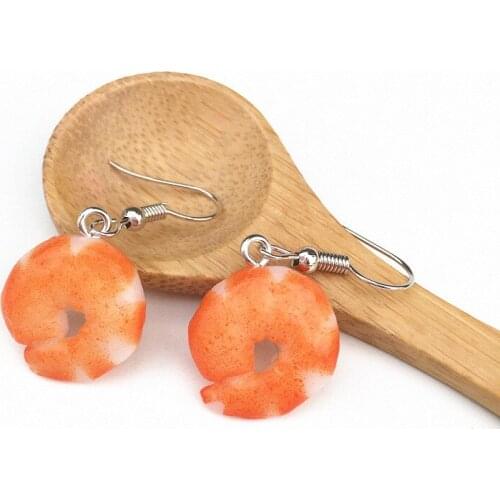 Food Funny Seafood Orange Shrimp Drop Earring Resin Cute Simple Personality Shrimp Jewlry Earrings For Women Girls gift Brincos