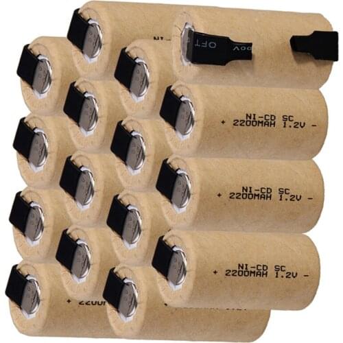 Yeckpowo 16 pcs SC rechargeable battery SUBC batteries NICD accumulator 2200mah 1.2v power tool for bosch makita dewalt