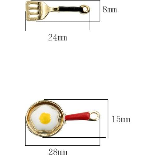 10pcs/lot Cute Saucepan Spatula Dangle Handmade Enamel Charms Pendant DIY for Bracelet Necklace Bag