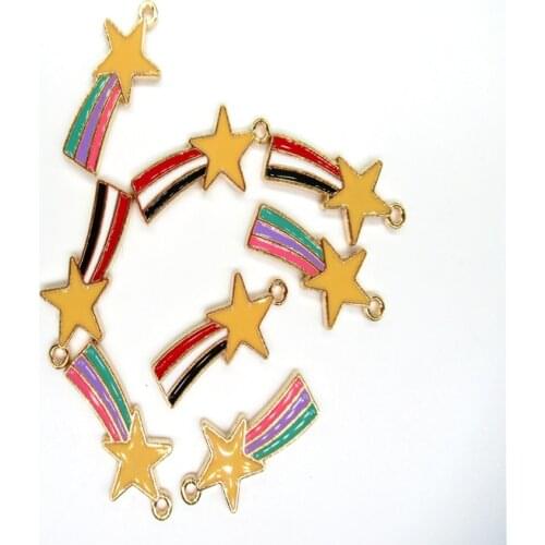 10pcs Vintage Rainbow stars Charms Enamel Pendants For Jewelry Making Supplies Diy Jewelry Materials Earrings Accessories