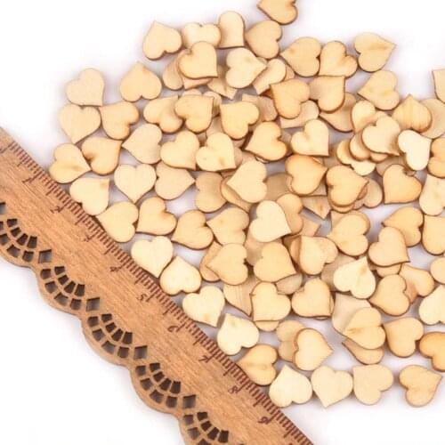 100pcs 10mm Mini Heart Pattern Wood Slices For Home Decoration DIY Accessories Wooden Ornaments Scrapbooking Carfts M1808