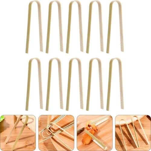 20 Pcs Bamboo Food Clip Multi-function Anti-scald Bread Tongs Kitchen Supplies