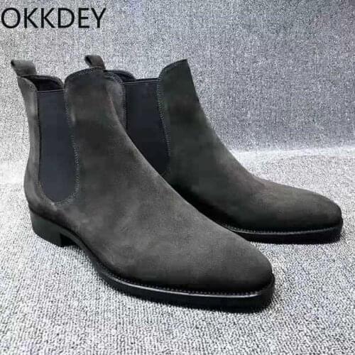 2020 casual suede zipper spring mens boots side ChElSEY high top shoes pointed large size viscose boots for men men shoes