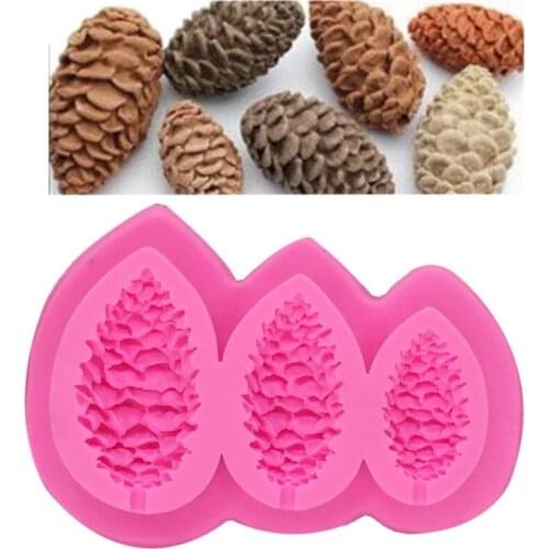 3-Cavity Mini Cute Pine Cone Candle Silicone Mold Soap Making Tools Cake Decorating Mould Food Grade Silicone Candle Craft