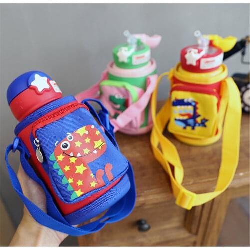 500ml 17oz Cartoon Cute Thermos Water Bottle For Kids Girls Stainless Steel Tea Coffee Mug 304 Vacuum Flask Thermal Cup With Bag