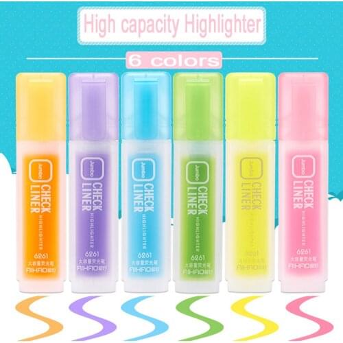 6Pcs 2018 Cute Colorful Candy Highlighter Marker Pen Watercolor Pens Fresh And Creative Fluorescent Pen Office School Stationery