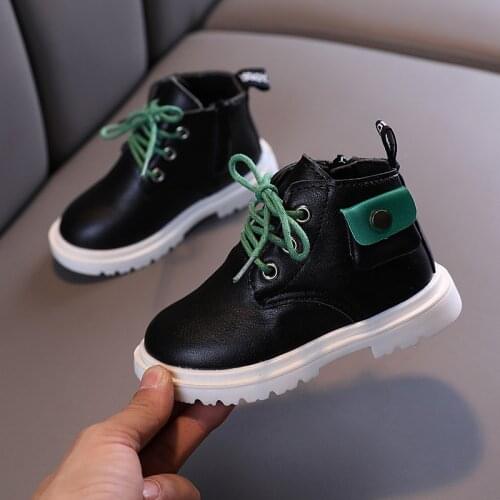 2020 New Boys Martin Fashion Ankle Boot Baby Autumn Kids Shoes Little Girl Winter ChildrenS Leather Boots 1 2 3 4 5 6 Year Old