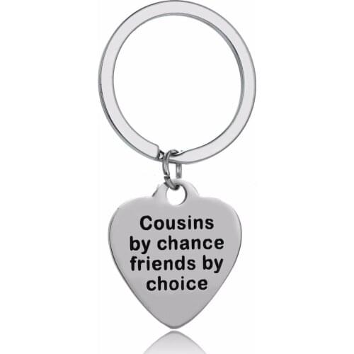 12PC/Lot Stainless Steel Affection Heart Keychain Cousins By Chance Friends By Choice Keyring Women Men Love Family Gift Jewelry