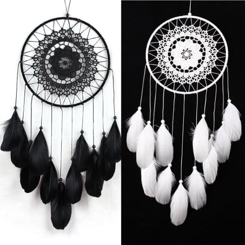 Black White Dream catcher Dreamcatcher Handmade Feathers dream catchers Wall Hanging Home Room decoration #W0