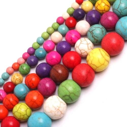 Gem-inside Dyed Mixed Color Howlite Beads Assortment Beads For Jewelry Making 4-12mm 15inches DIY Jewellery