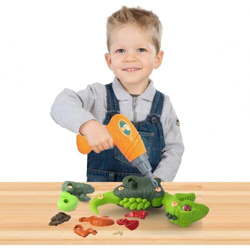 DIY Childrens Dinosaur Construction Toy Set Educational Montessori Disassembly Assembly Puzzle Toys for Kid Electric Drill
