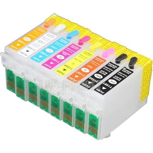 UP 8pcs T1590-t1599 empty Refillable ink cartridges for Epson Stylus Photo R2000 with ARC chips