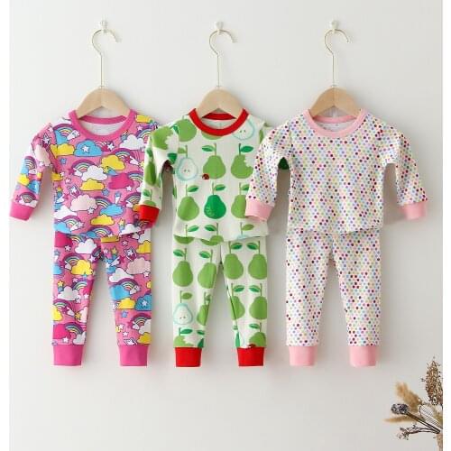 Long Sleeves Tshirt + Pant Floral Girl Clothing Baby Girl Sleepwear Pajamas Trousers Fashion Kids Pajamas Sets Baby Girls Cotton
