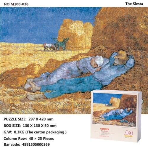 Spot Puzzle The Siesta 1000 Pieces of Children DIY Handmade Toys World Famous Painting Home Hanging Adult Stress Relief Gift