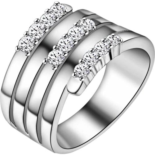 Hot Silver color AAA Zircon Finger Ring Size 6 # 7 # 8 # 9 # Fashion Jewelry wedding gift for woman good quality AR177