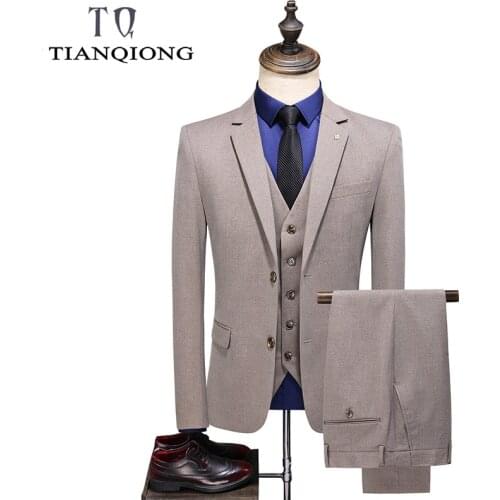 TIAN QIONG Mens 3 Piece Suit Blazer Slim Fit One Button Notch Lapel Dress Business Wedding Party Jacket Vest Pants & Tie Set
