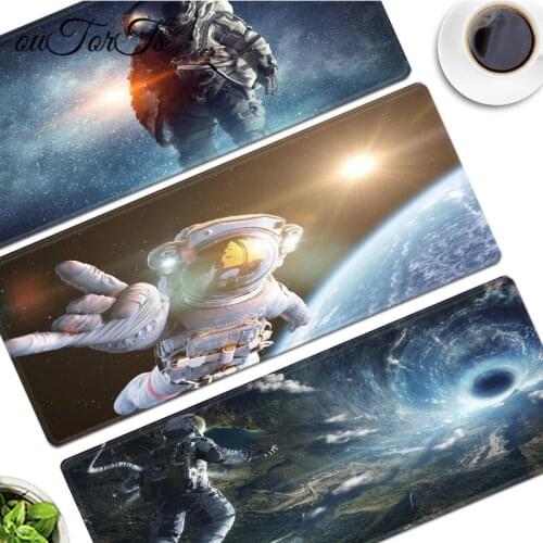 Kawaii Mouse Pad Large Writing Gaming Desk Mats 30x80cm Universe Starry Sky Astronaut Space Deskpad Laptop Mouse Mat for Office