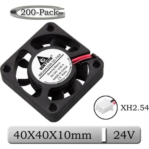 200 Pcs Gdstime 24V 4010 4cm 2Pin 9 Blades Small Brushless DC Case Cooling Fan 40x40x10mm 40mm Mini 3D Printer Exhaust Cooler