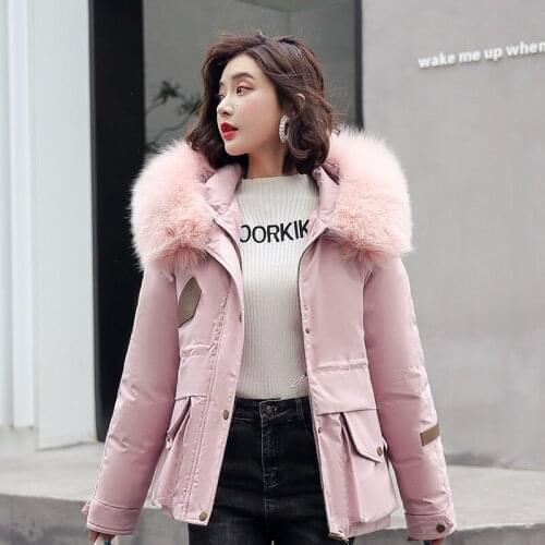 Pai overcome womens short 2021 new style plus velvet thick warm down Korean cotton jacket
