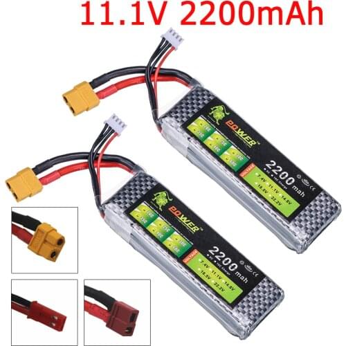 11.1V 2200mAh 3S LiPo Battery XT60/T/JST/Plug For RC Car Airplane Helicopter High Power 11.1 v Battery for RC toys accessories