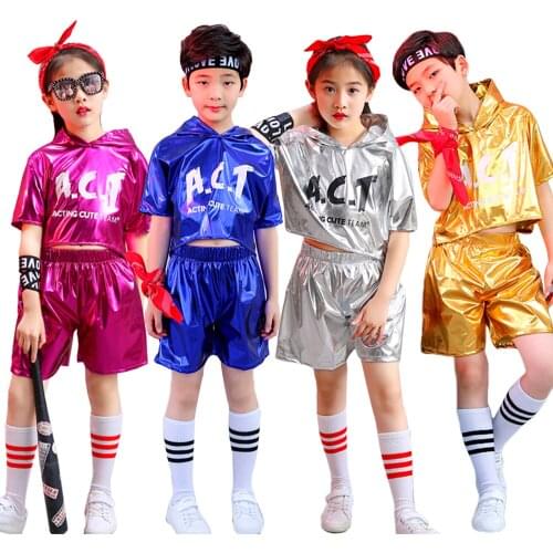 Lolanta 3-12 Years Kids Dance Performance Clothing Sets Teen Letter Print Outfits Boys Girls Hip-Hop Hooded Tops+Shorts