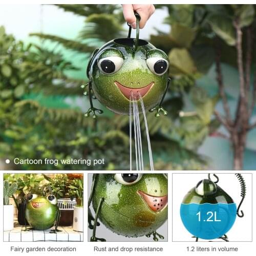 Metal Frog Watering Pot Interesting Design Durable Rust-Resistant 1.2 L Capacity Portable Long Lasting for Garden TN88