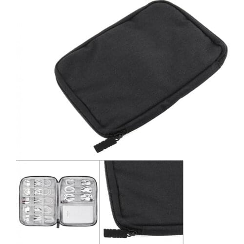 Multifunctional Small Black Digital Cable Bag Cable Organizer Earphone Wire Bag Pen Power Bank Travel Kit Case Pouch