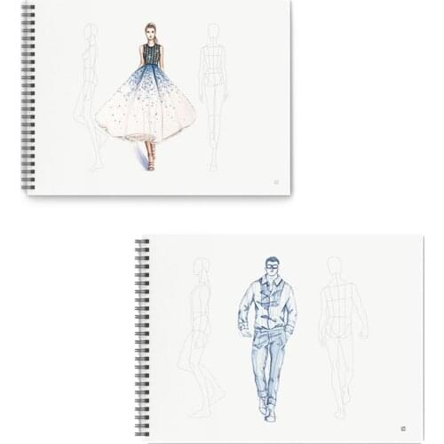 A4 Fashion Design Sketchbook,Figure Templates, Dotted Line Human Body Painting Notebook Design Professional Clothing Sketch Book