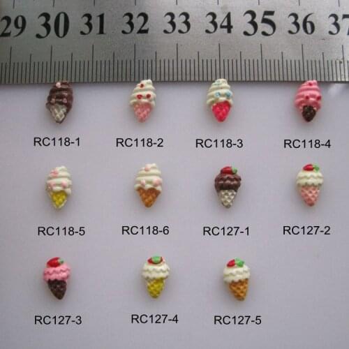 RC118/127 30pcs/bag Cartoon Ice-Cone Ice Cream Deco Resin Cartoon Deco Nail Art Decoration Nail DIY Deco