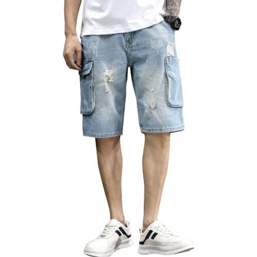 2021 Summer Jeans Mens Thin Section Straight Loose Shorts Mens five-point Casual Tide Brand Breeches And Pants Foreign Trade s