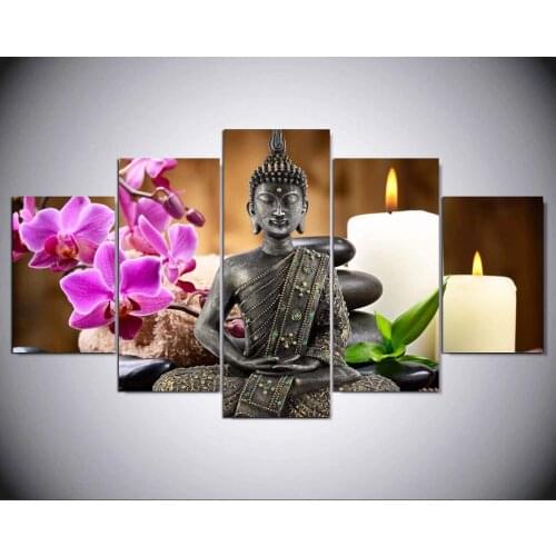 Wall Canvas Art Print Painting Poster 5 Panel Buddha Wall Modular Picture For Home Decor Painting Kids Room Frames