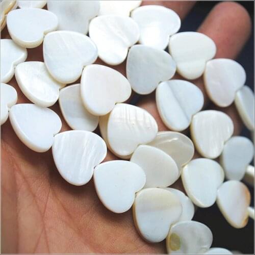 White mother of pearl nature shell beads heart shape shell strings 8mm 10mm 15mm 20mpearl strands 15.5 inch length good selling