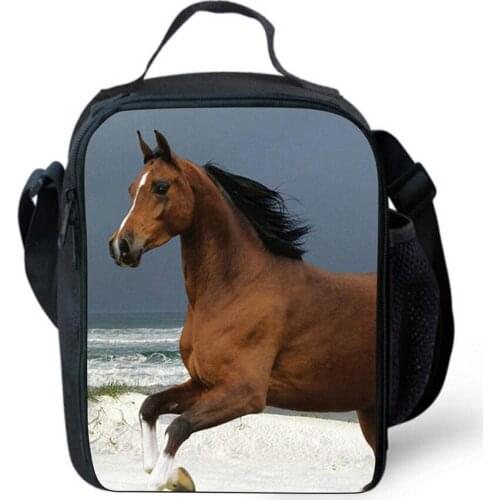 New Large Insulated Lunch Picnic Bag for Women Animal Zoo Horse Print Lunchbags Kids Cute Thermal Lunch Box bolsa termica