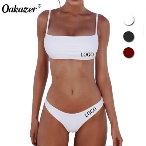 Oakazer Custom Your Logo/Text/Photo Print Sexy Woman Bow-knot Bikini Set Two Piece Swimsuit Summer Beach Bathing Suit