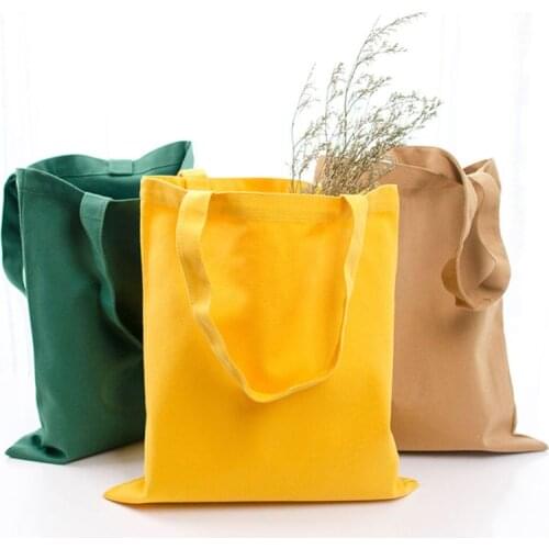 Durable Canvas Blank Grocery Plain Tote Bags Shoulder Bag Reusable Shopping Bag New 2021